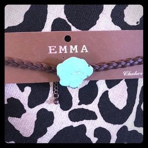 Adjustable faux turquoise stone choker